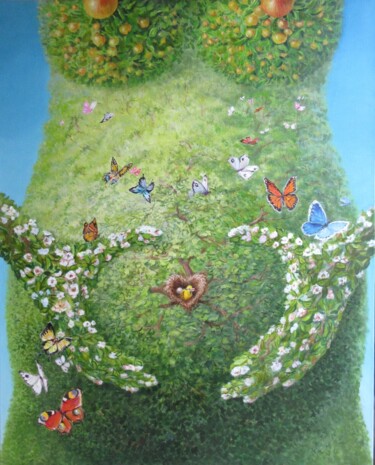 Schilderij getiteld "Cadeau par un agric…" door Applestrophe, Origineel Kunstwerk, Acryl