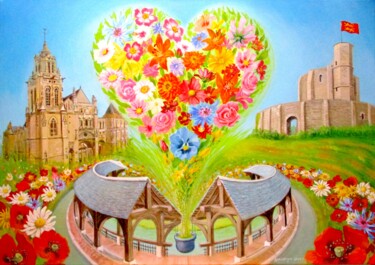 Peinture intitulée "GISORS amour des fl…" par Applestrophe, Œuvre d'art originale, Acrylique