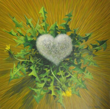 Peinture intitulée "Cœurs, de pissenlit…" par Applestrophe, Œuvre d'art originale, Acrylique