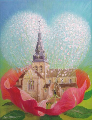 Painting titled "Eglise Saint-Clair-…" by Applestrophe, Original Artwork, Acrylic