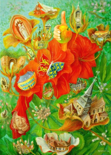 Картина под названием "ST-CLAIR-SUR-EPTE,…" - Applestrophe, Подлинное произведение искусства, Акрил