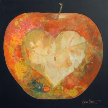 Painting titled "POMMES EN CŒUR par…" by Applestrophe, Original Artwork, Acrylic