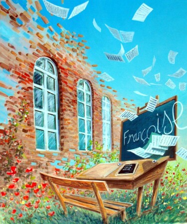 Картина под названием "Cadeau départ retra…" - Applestrophe, Подлинное произведение искусства, Акрил