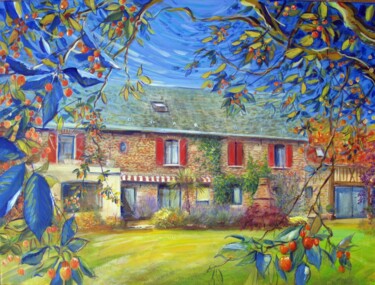 Peint dehors cette maison Vexin-sur-Epte Peinture intitulée "Peint dehors cette…" par Applestrophe, Œuvre d'art originale, Acrylique