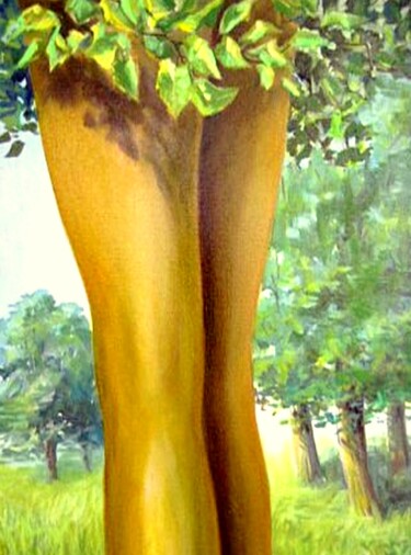 Painting titled "ARBRES VIVANTS EN J…" by Applestrophe, Original Artwork, Acrylic