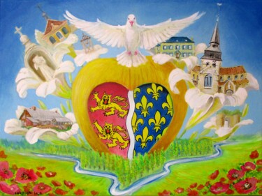 Malerei mit dem Titel "La Colombe de la pa…" von Applestrophe, Original-Kunstwerk, Acryl