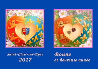 Druckgrafik mit dem Titel "Carte Bonne année 2…" von Applestrophe, Original-Kunstwerk, Acryl