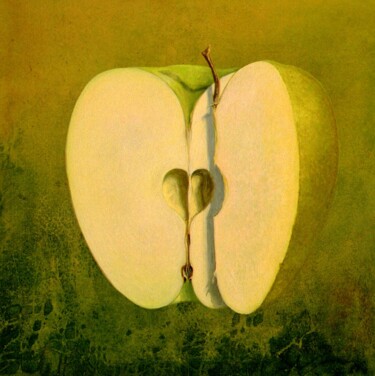 Schilderij getiteld "Cœur pomme Saint-Va…" door Applestrophe, Origineel Kunstwerk, Olie
