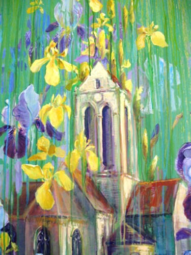 Pintura titulada ""Eglise de Van Gogh…" por Applestrophe, Obra de arte original, Acrílico Montado en artwork_cat.