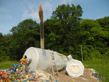 Skulptur mit dem Titel "Utilise biens LE TU…" von Applestrophe, Original-Kunstwerk, Metalle