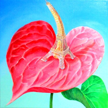 Painting titled "Anthurium fleurs Cœ…" by Applestrophe, Original Artwork, Acrylic