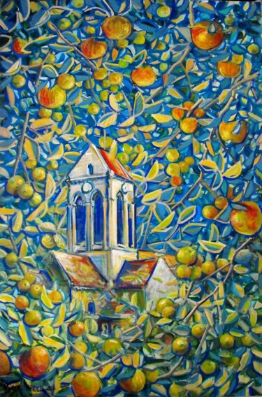 Pintura intitulada "Eglise "Van Gogh"ex…" por Applestrophe, Obras de arte originais, Acrílico