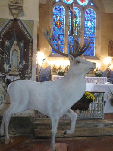 Scultura intitolato "Fête annuelle de la…" da Applestrophe, Opera d'arte originale, Legno