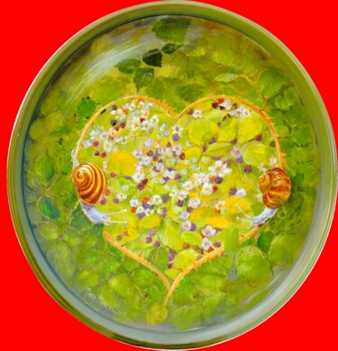 Peinture intitulée "En cœur les oseille…" par Applestrophe, Œuvre d'art originale, Pigments