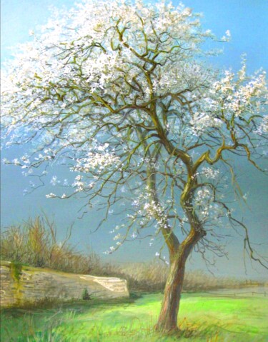 Pintura intitulada "Arbres poiriers à D…" por Applestrophe, Obras de arte originais, Acrílico