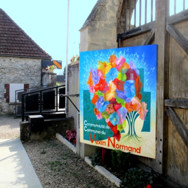 Painting titled "PAQUET FLEURS du CD…" by Applestrophe, Original Artwork, Acrylic