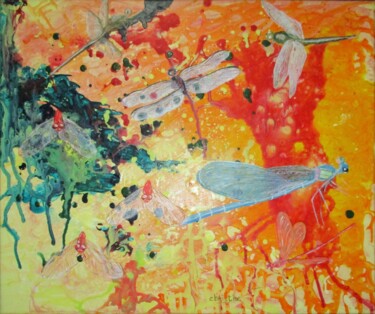 Peinture intitulée "Libellules peintes…" par Applestrophe, Œuvre d'art originale, Acrylique