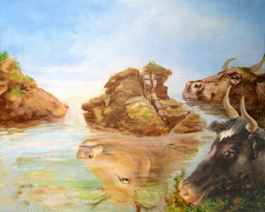 Pintura intitulada ""La Vache" en ce Ro…" por Applestrophe, Obras de arte originais, Acrílico
