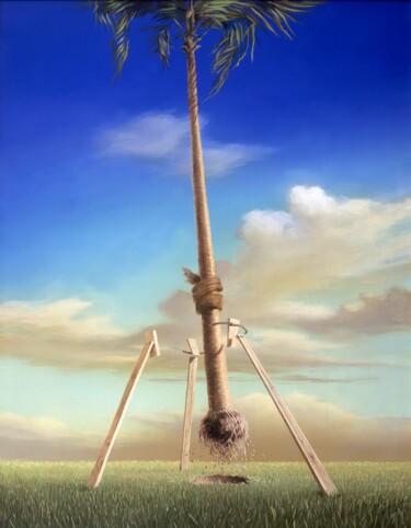 Painting titled "Arbre Palmier Sunda…" by Applestrophe, Original Artwork, Acrylic