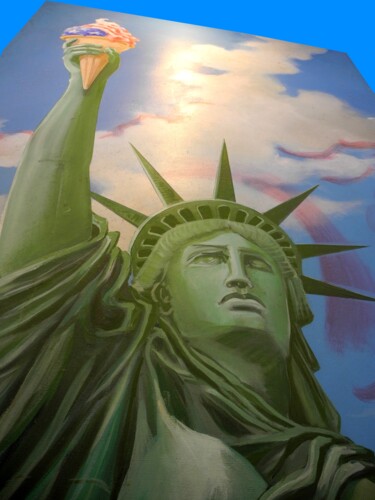 Peinture intitulée "La Statue de la lib…" par Applestrophe, Œuvre d'art originale, Huile