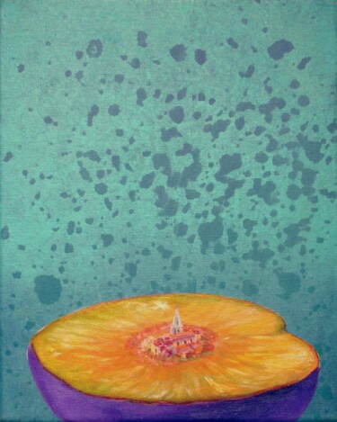 Painting titled "AU CENTRE PRUNE, EG…" by Applestrophe, Original Artwork, Acrylic