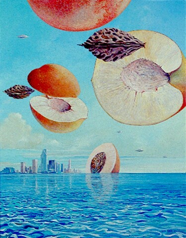 Pittura intitolato "La peinture UFO des…" da Applestrophe, Opera d'arte originale, Olio