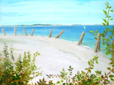 Painting titled "PLAGE DES GRANDS SA…" by Applestrophe, Original Artwork, Acrylic