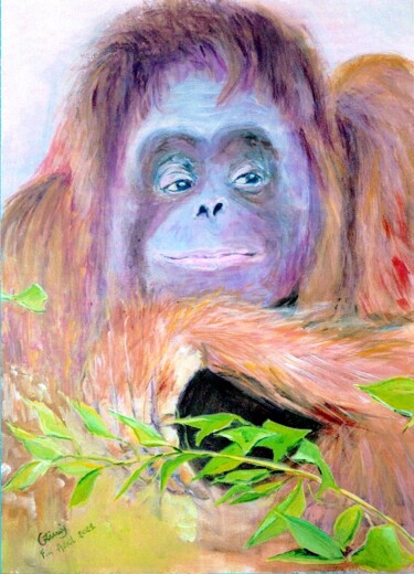 Malerei mit dem Titel "Animal souriant par…" von Applestrophe, Original-Kunstwerk, Acryl