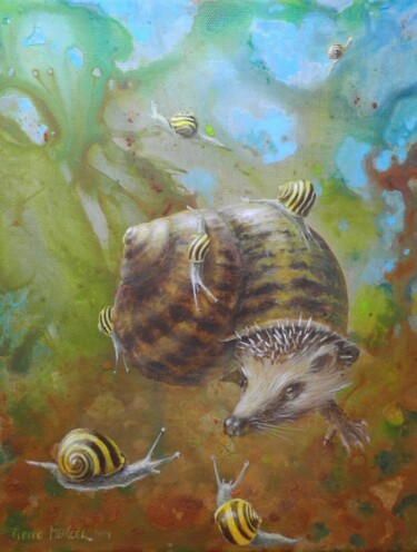 Schilderij getiteld "La France : escargo…" door Applestrophe, Origineel Kunstwerk, Acryl