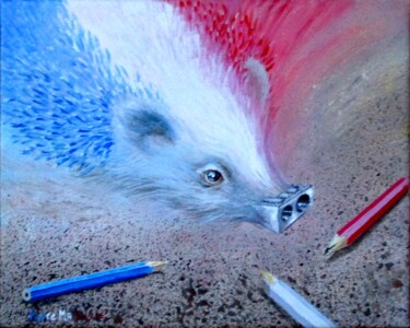 Malerei mit dem Titel "Bleu Blanc Rouge Hé…" von Applestrophe, Original-Kunstwerk, Acryl
