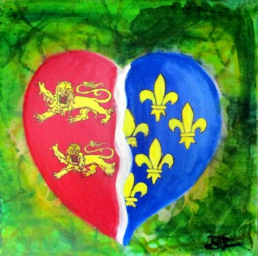 Malerei mit dem Titel "En cœur le blason d…" von Applestrophe, Original-Kunstwerk, Acryl