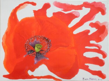 Painting titled "Coquelicot simple,…" by Applestrophe, Original Artwork, Acrylic