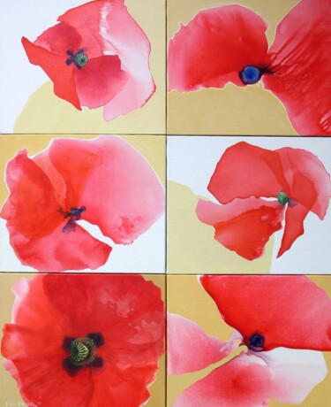 Painting titled "COQUELICOTS ÉCOLOGI…" by Applestrophe, Original Artwork, Acrylic