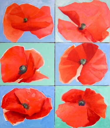 Painting titled "COQUELICOTS  PEINT…" by Applestrophe, Original Artwork, Acrylic