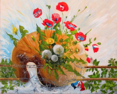 Painting titled "Chaque coquelicot e…" by Applestrophe, Original Artwork, Acrylic