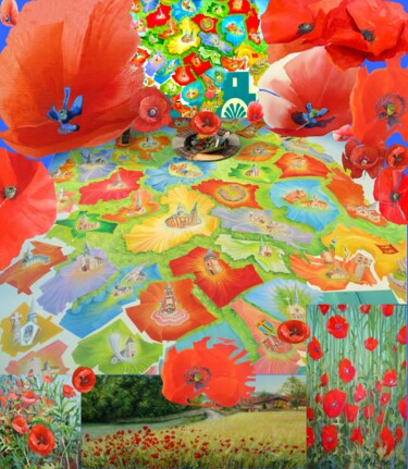 Фотография под названием "Grande fresque Fleu…" - Applestrophe, Подлинное произведение искусства, Манипулированная фотография