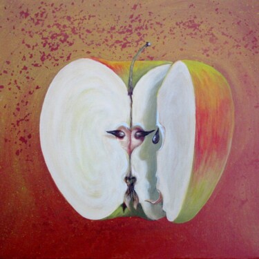 Painting titled "Pommes au restauran…" by Applestrophe, Original Artwork, Acrylic