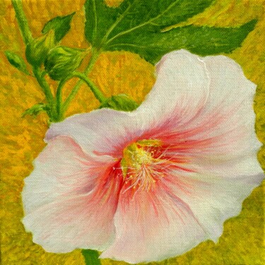 Painting titled "La rose trémière, f…" by Applestrophe, Original Artwork, Acrylic
