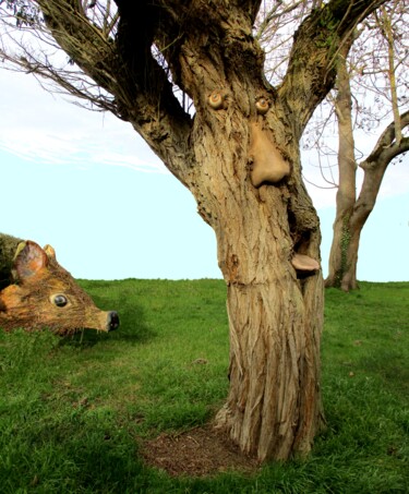 Fotografia intitolato "Cet arbre religieux…" da Applestrophe, Opera d'arte originale, Fotografia manipolata