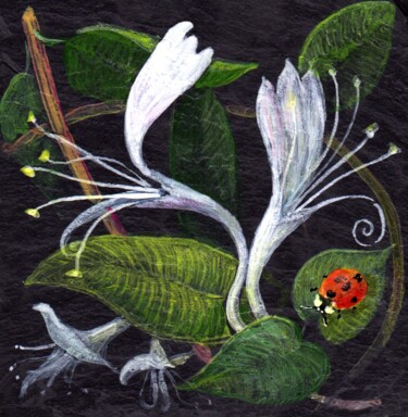 Painting titled "Fleurs LISERONS en…" by Applestrophe, Original Artwork, Acrylic