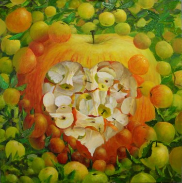 Peinture intitulée "Saint Valentin pomm…" par Applestrophe, Œuvre d'art originale, Acrylique