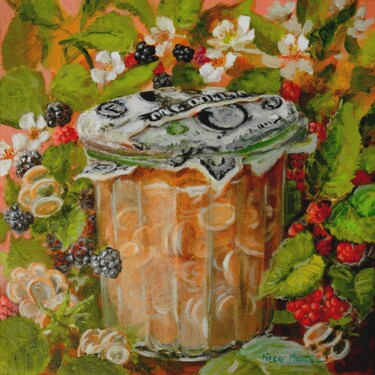 Pittura intitolato "Pot à confiture pos…" da Applestrophe, Opera d'arte originale, Acrilico
