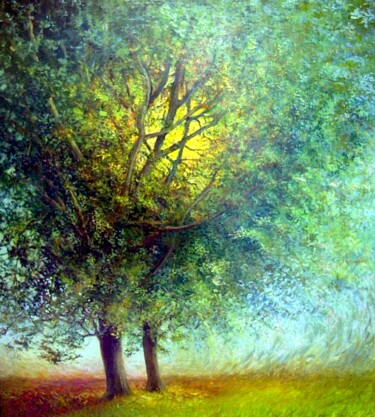 Painting titled "Arbres Auvers-sur-O…" by Applestrophe, Original Artwork, Acrylic