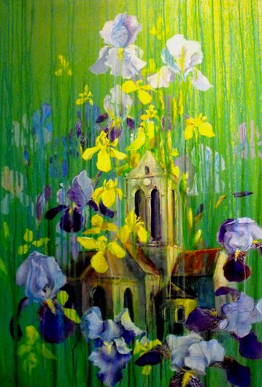 Painting titled "Les fêtes de l'Iris…" by Applestrophe, Original Artwork, Acrylic