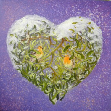 Картина под названием "Mes 2 oiseauxs " ro…" - Applestrophe, Подлинное произведение искусства, Акрил