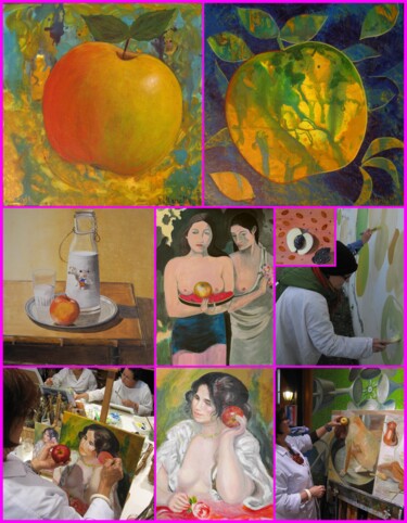 Photographie intitulée "8 tableaux pommes V…" par Applestrophe, Œuvre d'art originale, Acrylique