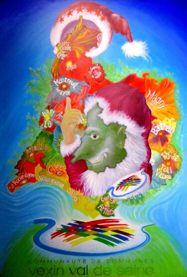 Peinture intitulée "Noël Vexin-Val-de-S…" par Applestrophe, Œuvre d'art originale, Acrylique