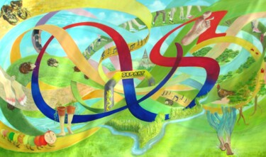 Activité arts de l'Atelier du Pommier Sport Saint Clair 2018 Pintura intitulada "Activité arts de l'…" por Applestrophe, Obras de arte originais, Acrílico Montado em Armação em madeira