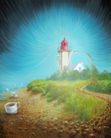 Painting titled "Le Phare "Drek" poi…" by Applestrophe, Original Artwork, Acrylic Mounted on Wood Stretcher frame