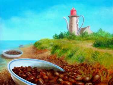 Painting titled "PHARE GREKS, Exposé…" by Applestrophe, Original Artwork, Acrylic Mounted on Wood Panel